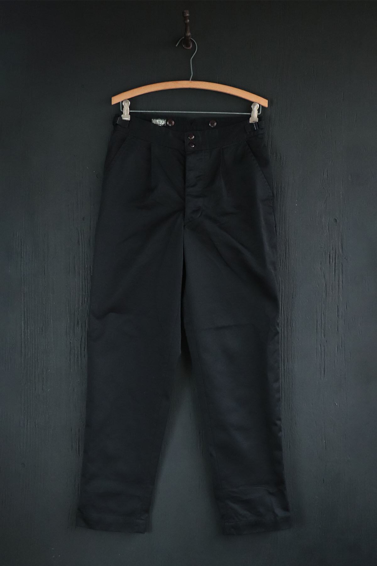 Side Adjustable Narrow Chino Trousers / Midnight Black - BSFP-21505